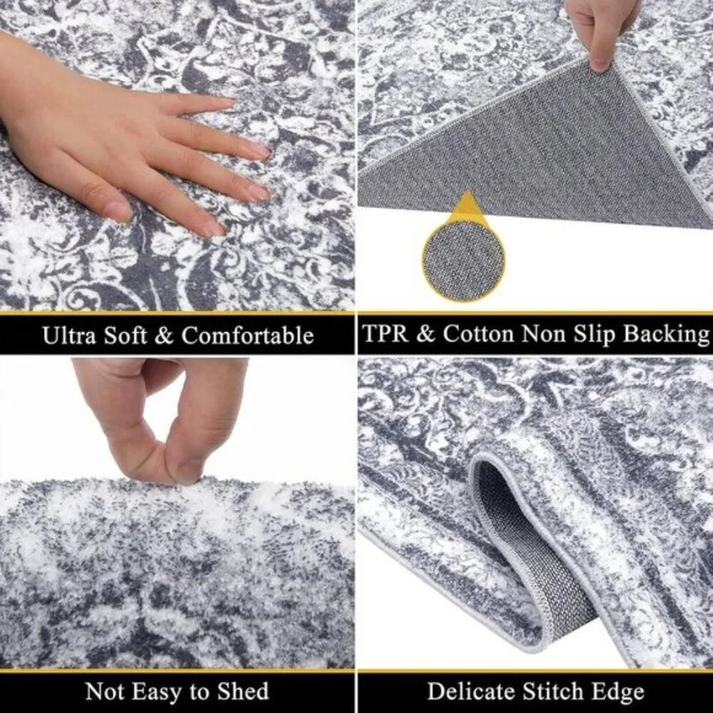 2x6 Grey Hallway Runner Rug, Soft Shaggy Washable Non-Slip Rug for Entry & Home